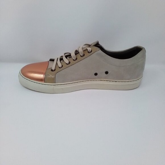 LANVIN Copper Suede Patent Leather Cap Toe Sneakers made in Italy Sz 7 - Picture 7 of 8